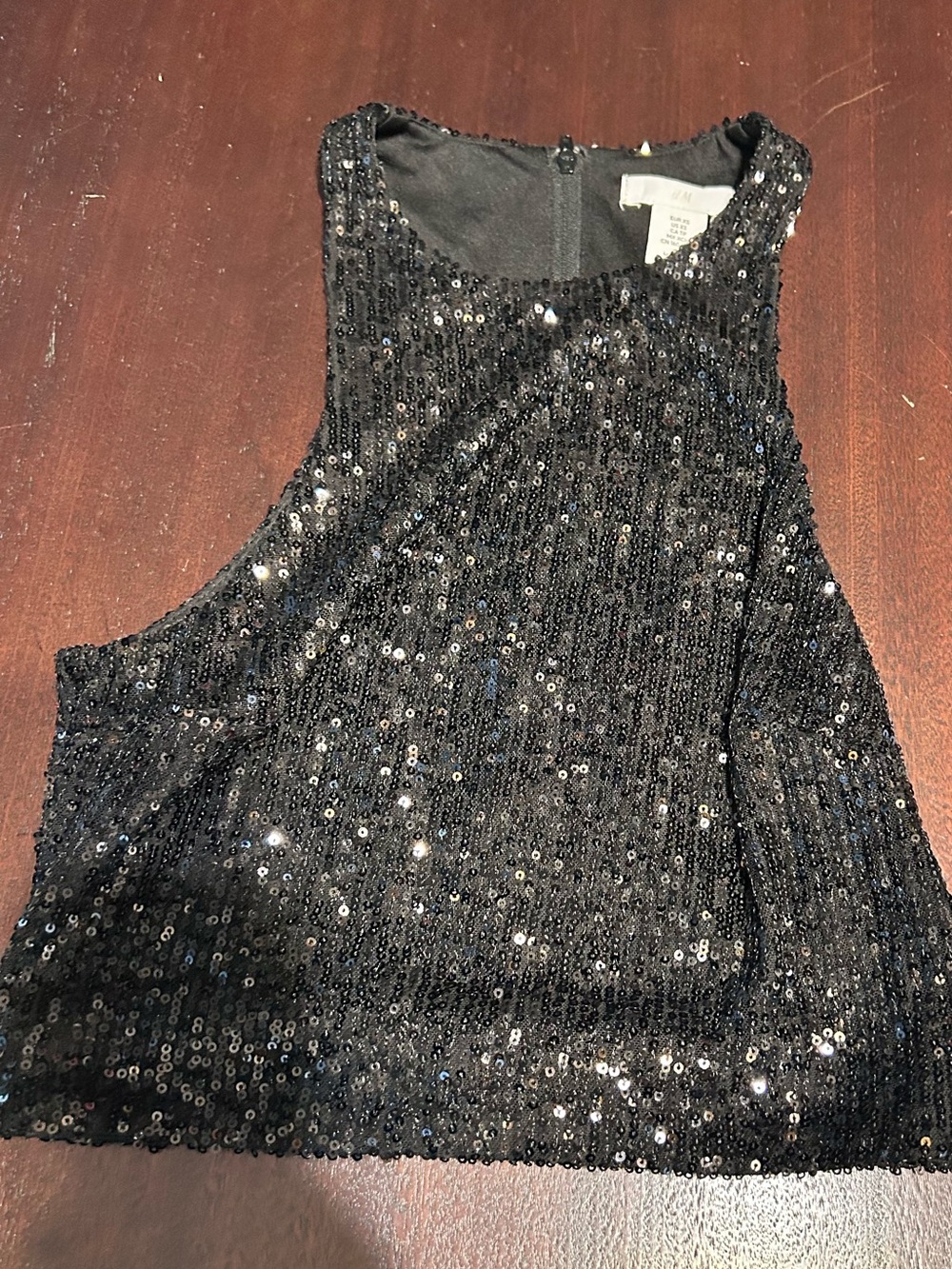 H&M Black Sequin Halter Camisole